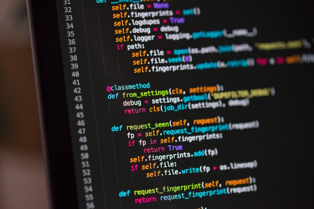 Close-up of Python source code displayed on a computer screen