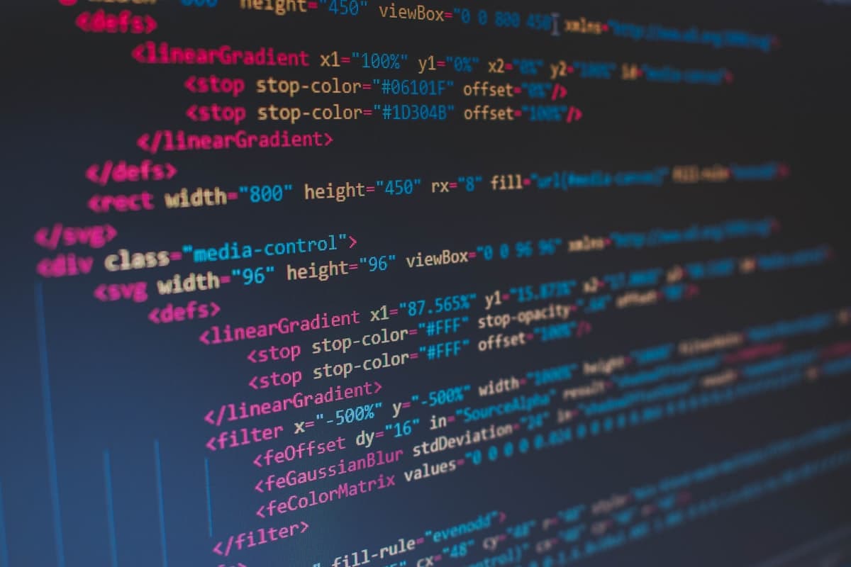 Computer screen showing lines of HTML code