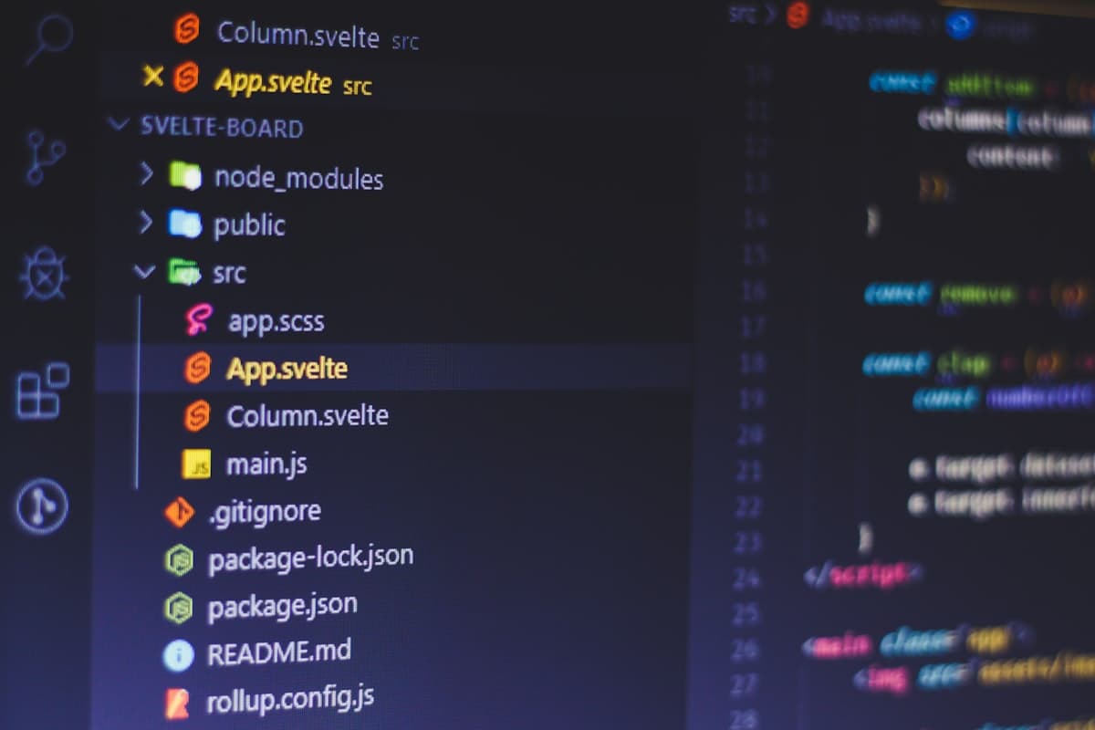 Code editor showing a folder of markdown files