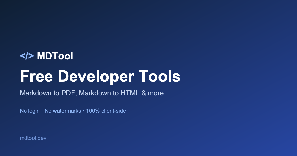 Show HN: MDTool – free, client-side Markdown to PDF, HTML and Word (no uploads)